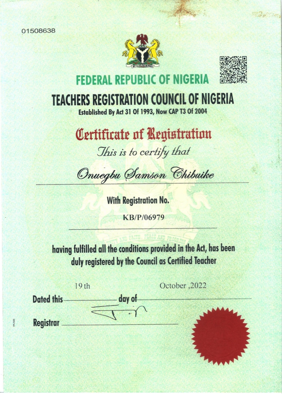 old TRCN certificate