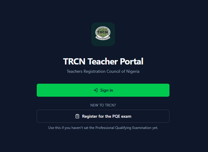 TRCN portal screenshot