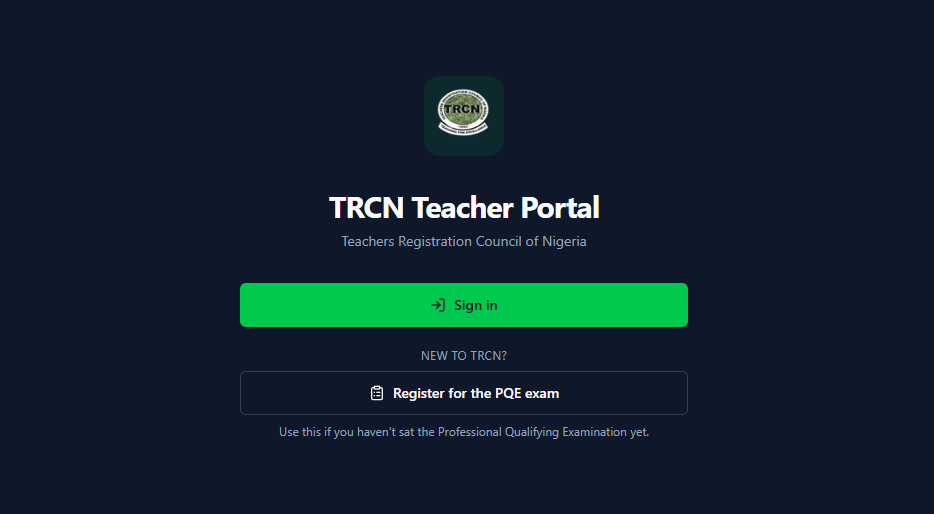 TRCN portal screenshot